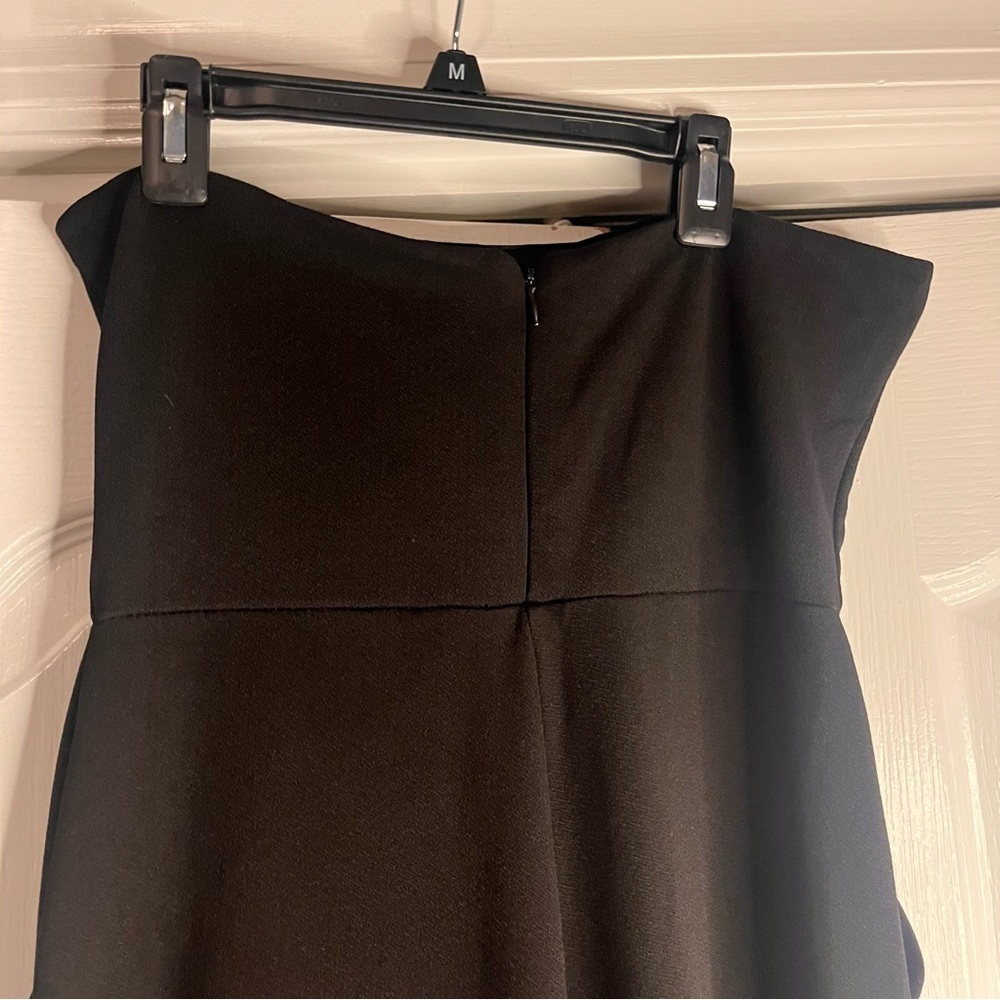 ZARA WOMAN BLACK COLLECTION STRAPLESS JUMPSUIT Silver Buckles Sz M Wide Leg - Picture 6 of 8